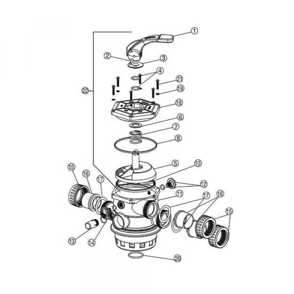 Waterco 40mm TM 6 Way Clamp Type MK2 22804455 Parts – Just Pools and Spas